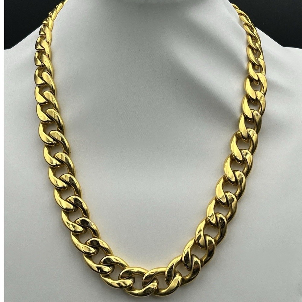 Gold Tone 316L Stainless Steel Chunky Curb Link Chain Necklace 18-20 Inch